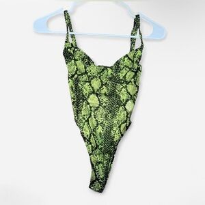 Fashion Nova Green Snakeskin Bodysuit